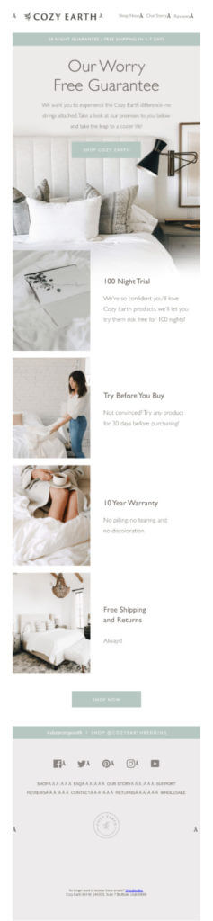 Contoh email Cozy Earth