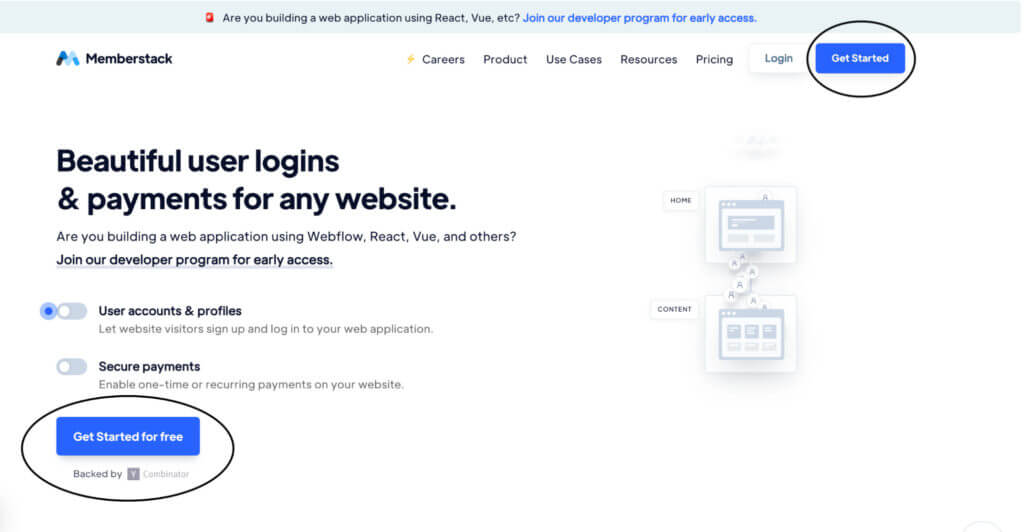 Exemplul 3 al paginii de destinație Memberstack