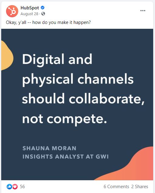 Exemplu de postare pe Instagram HubSpot