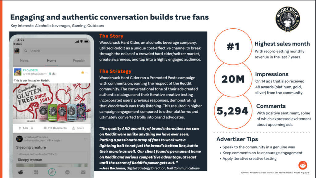 Date dintr-o campanie publicitară de succes pentru Woodchuck Hard Cider