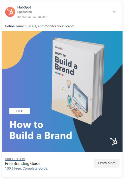 Exemplu de anunțuri media plătite HubSpot