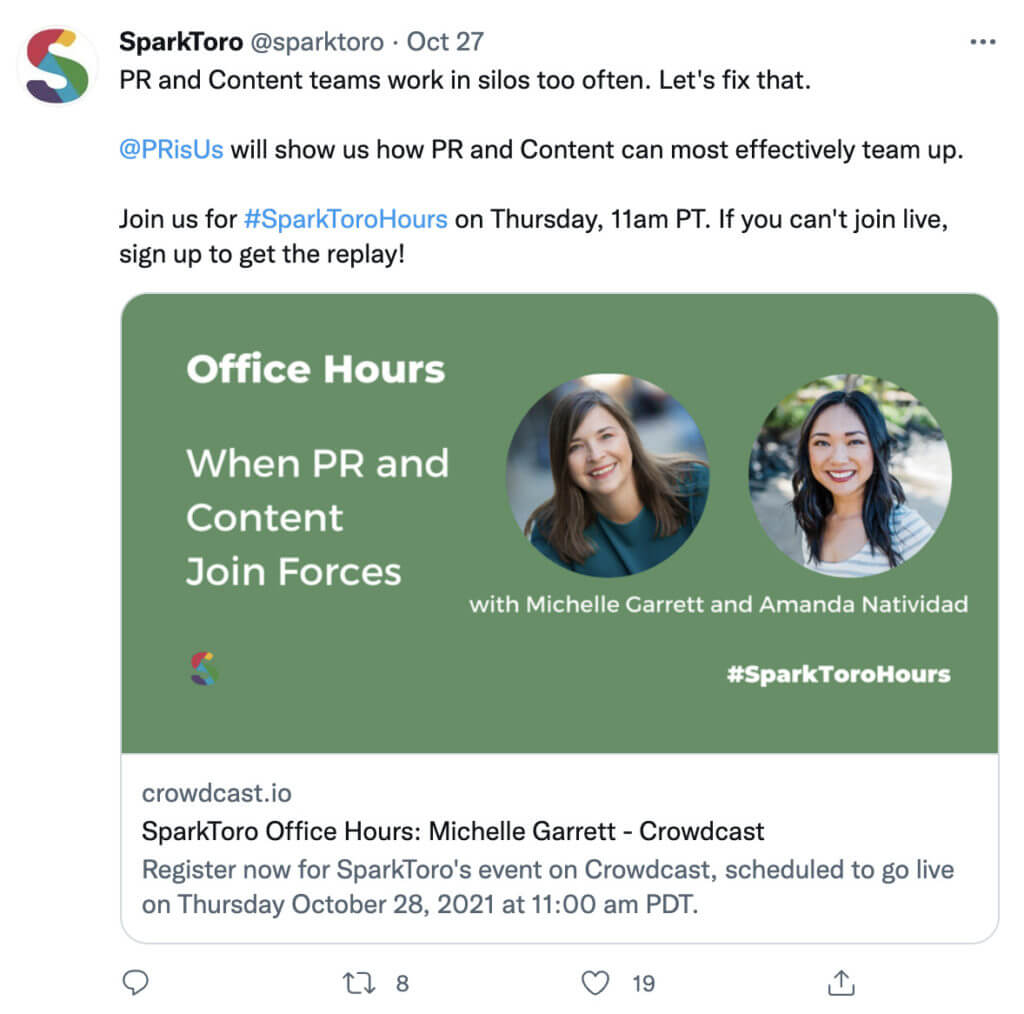 SparkToroのTwitterコンテンツ