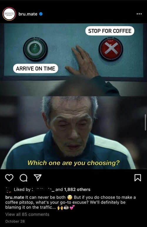 captura de tela do meme brumate usando uma imagem do jogo squid do filme netflix