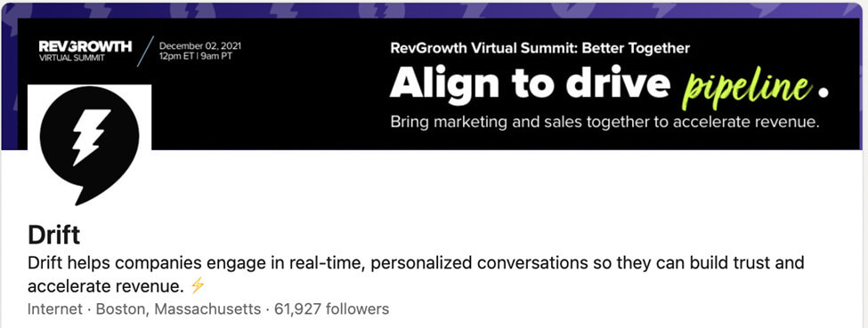 captura de tela da conta do drift linkedin