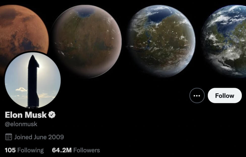 captura de tela da conta do twitter de elon musk
