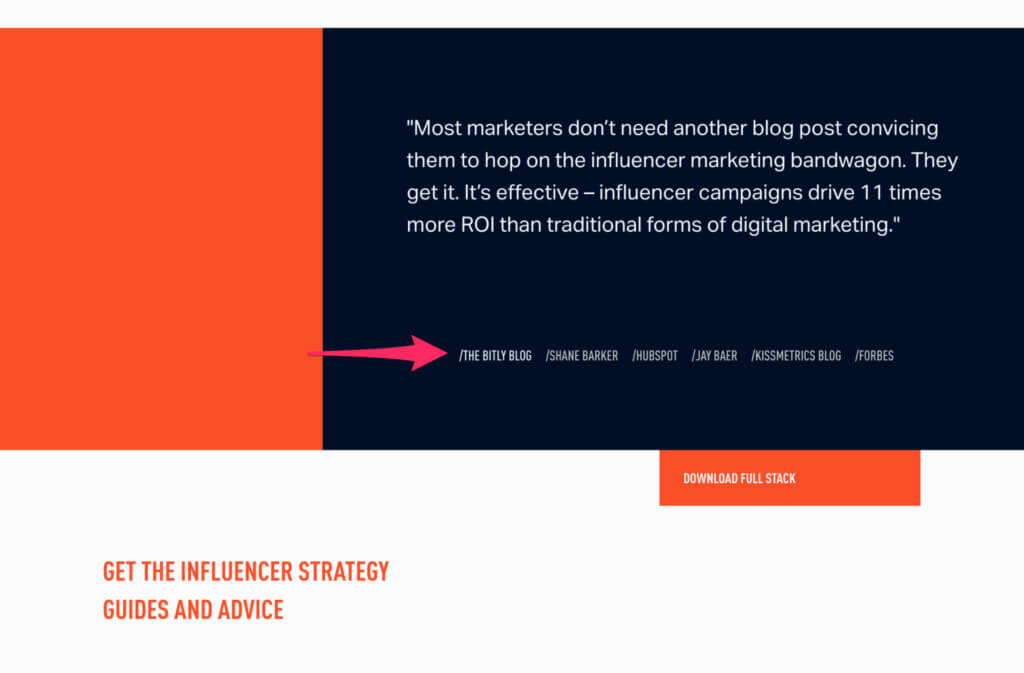 Exemple de microsite de marque de Mention