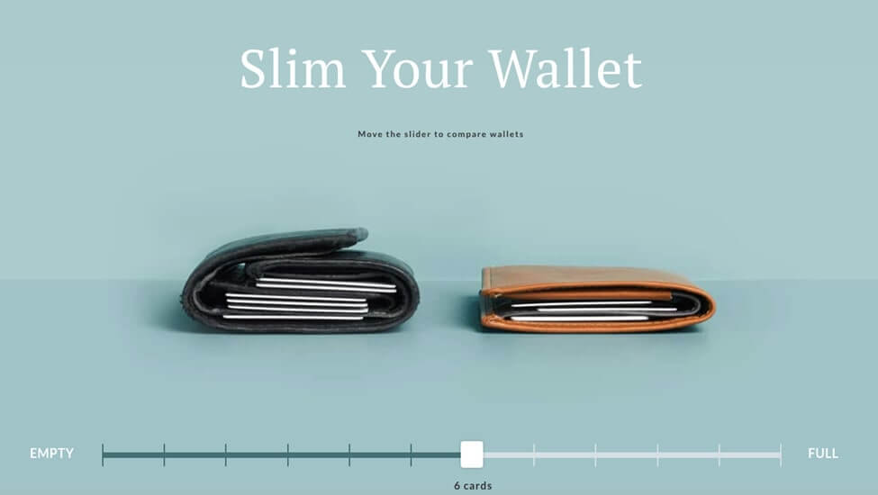 ภาพหน้าจอ Bellroy การตลาดผลิตภัณฑ์ เพรียวบาง ภาพหน้าจอกระเป๋าสตางค์ของคุณ