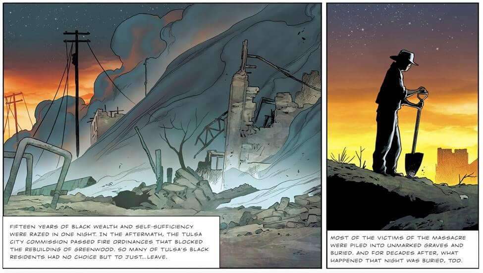 スクリーンショットHBOシリーズのウォッチメンが黒い壁のストリートグラフィックノベルの虐殺2