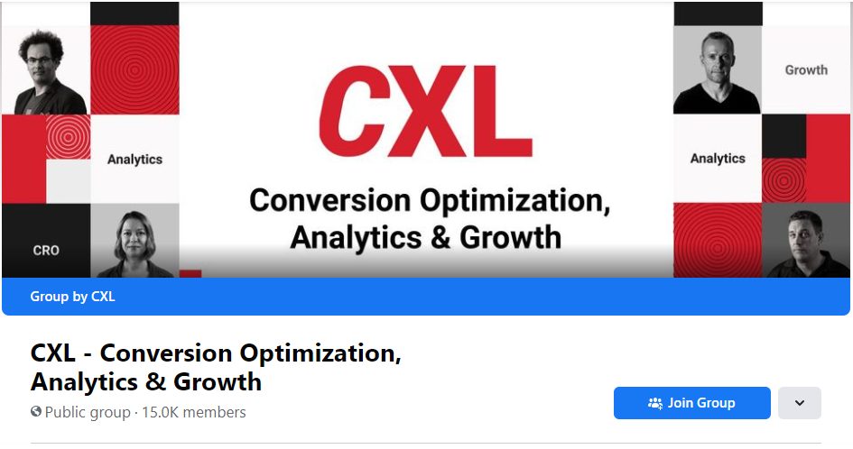 Screenshot der Facebook-Gruppe von CXL