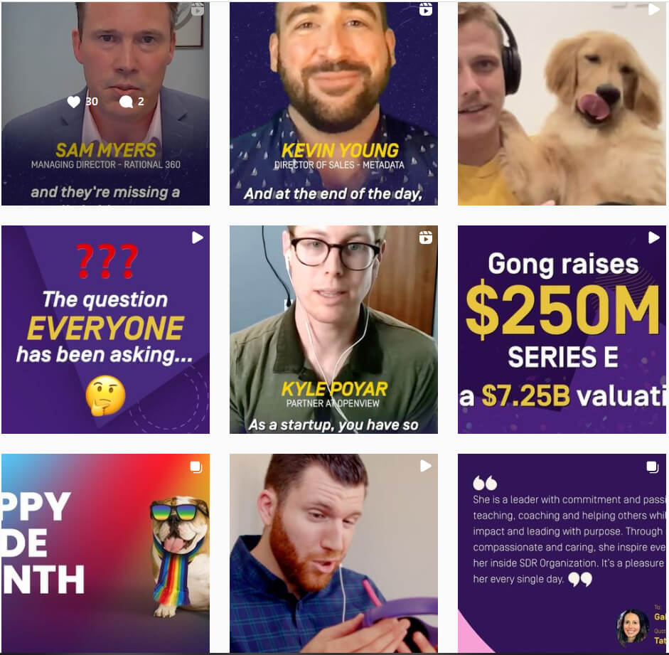 Das Instagram-Profil von Gong.io