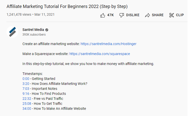 Marcaje temporale în descrierea videoclipului YouTube