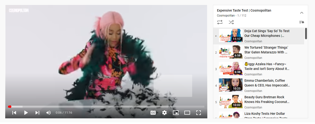 Playlistul YouTube al revistei Cosmopolitan