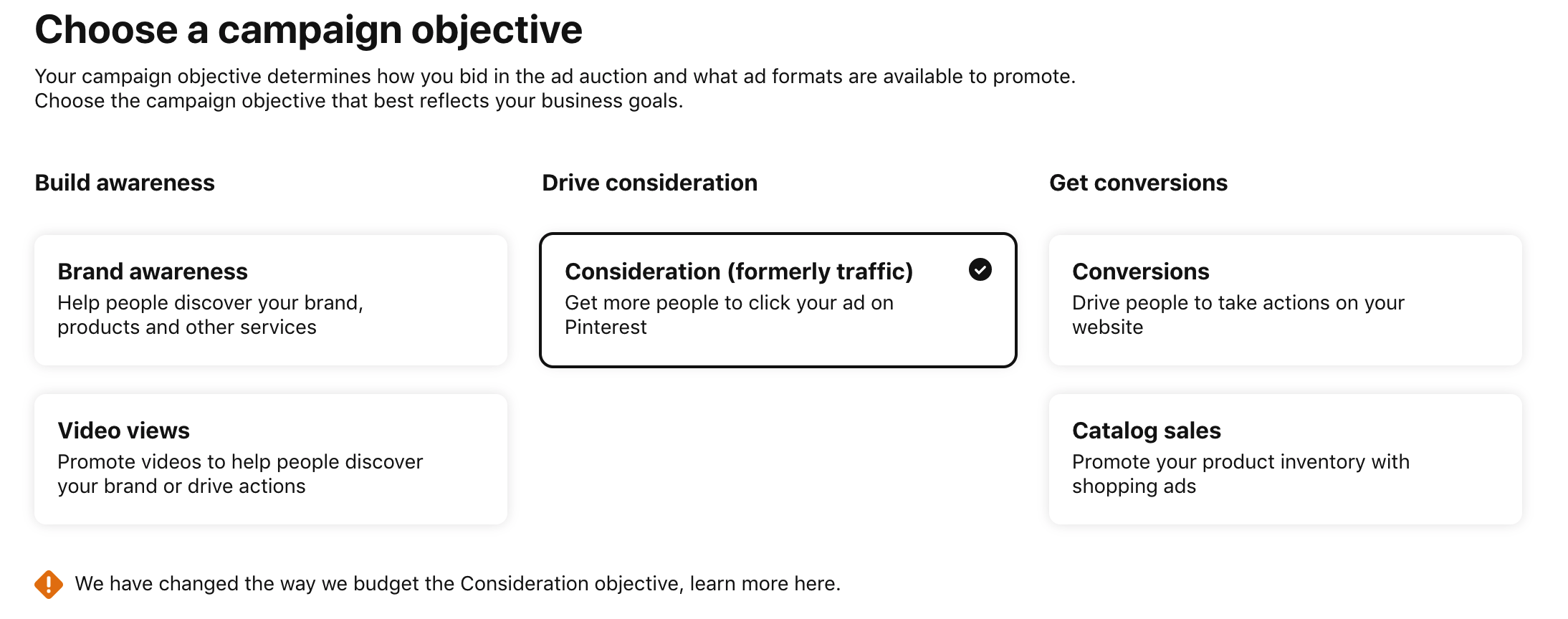 Pilih tujuan kampanye.