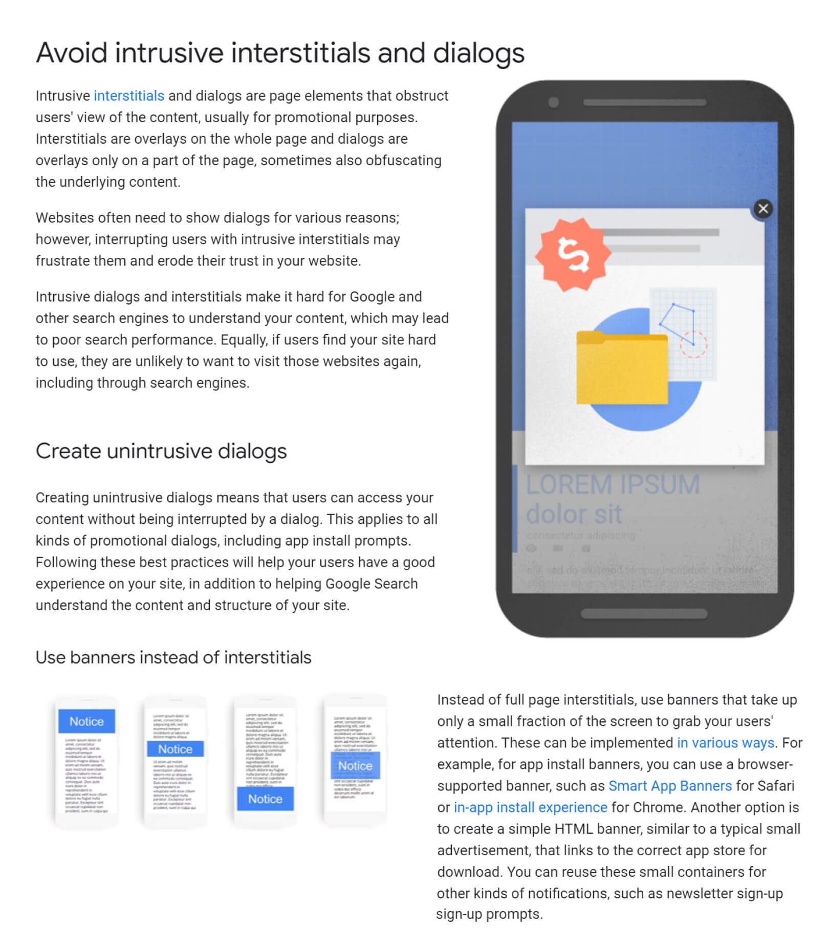 Diseño Pop Up Las Directrices Google