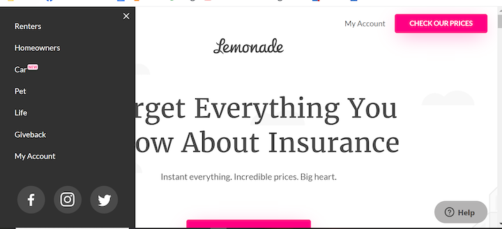 ejemplo de encabezado de sitio web - limonada