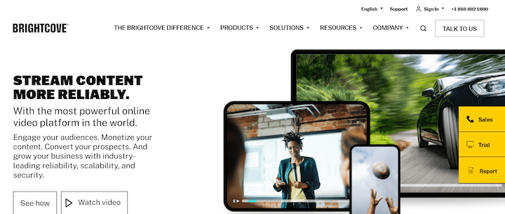 ejemplos de encabezados de sitios web - brightcove - encabezado con icono de búsqueda