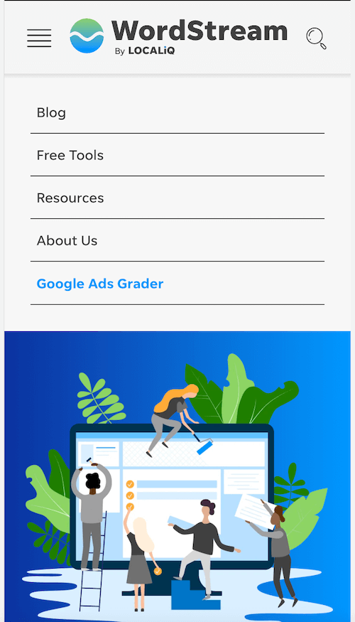 ejemplo de encabezado de sitio web móvil