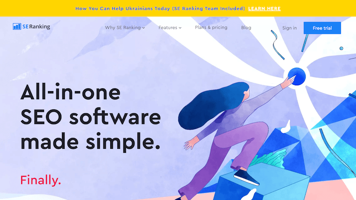 ejemplos de encabezados de sitios web: encabezado de clasificación con barra de notificaciones
