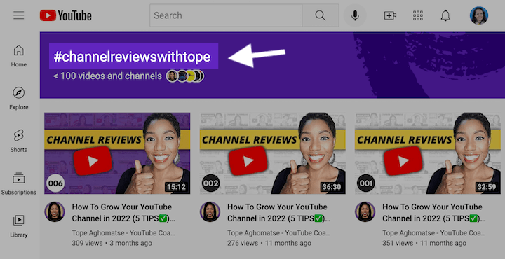 exemple de hashtag youtube pour catégoriser