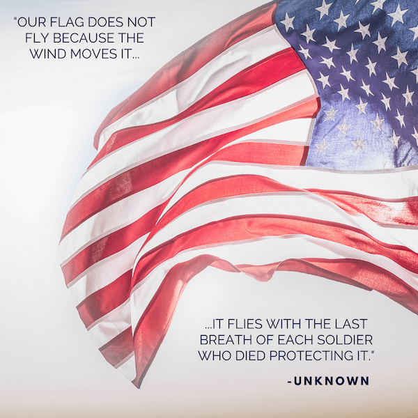 คำบรรยายภาพ instagram วันที่ระลึก - ธงชาติอเมริกันพร้อมคำพูด