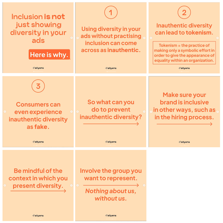 risorse per l'equità e l'inclusione della diversità - post instagram degli alleati