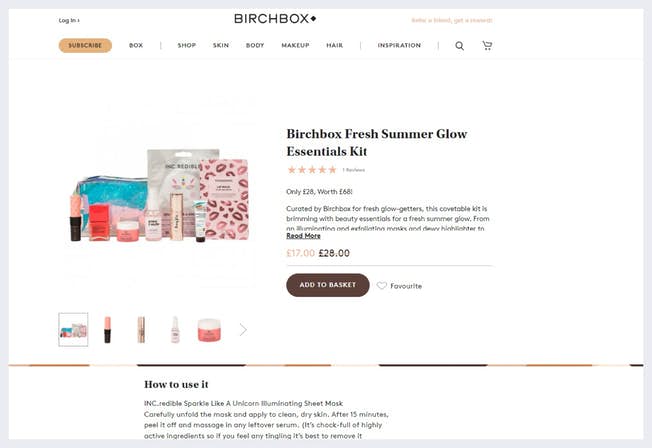 Birchbox 登陆页面