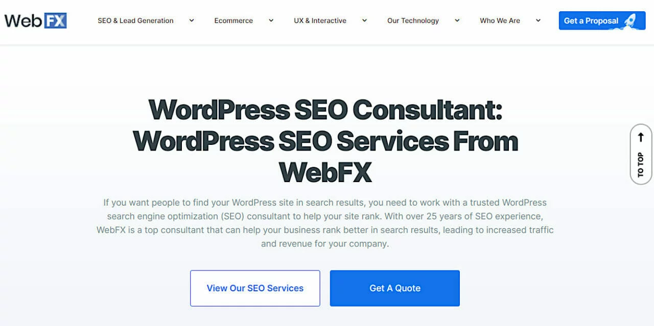 WebFX WordPress SEO 代理主页