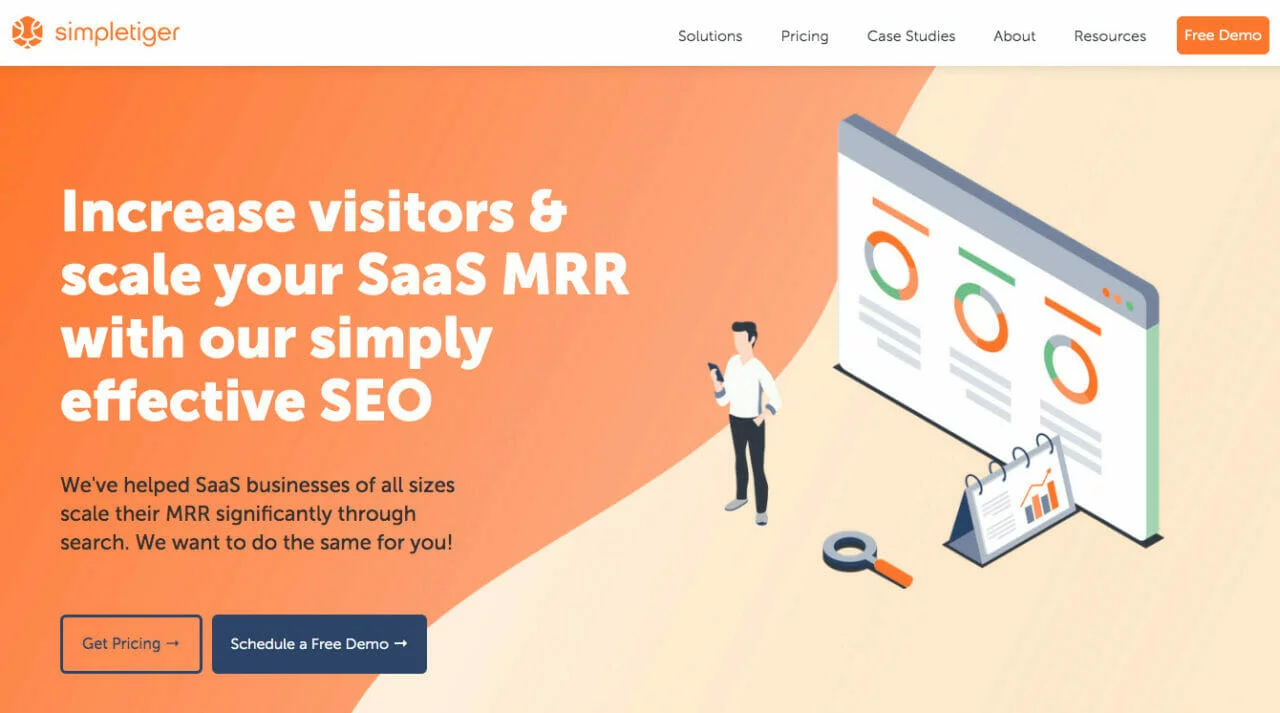 Page d'accueil de l'agence de marketing SimpleTiger