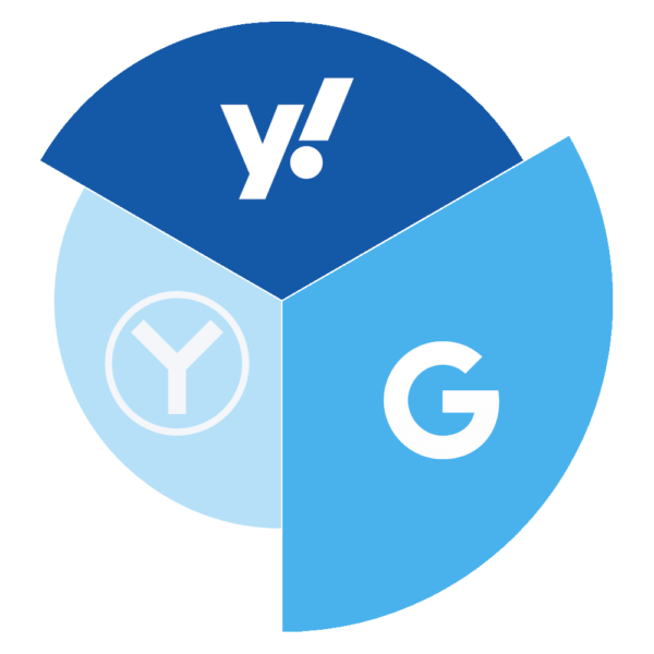 Un graphique avec trois logos de moteurs de recherche, représentant leurs robots d'exploration Web respectifs.