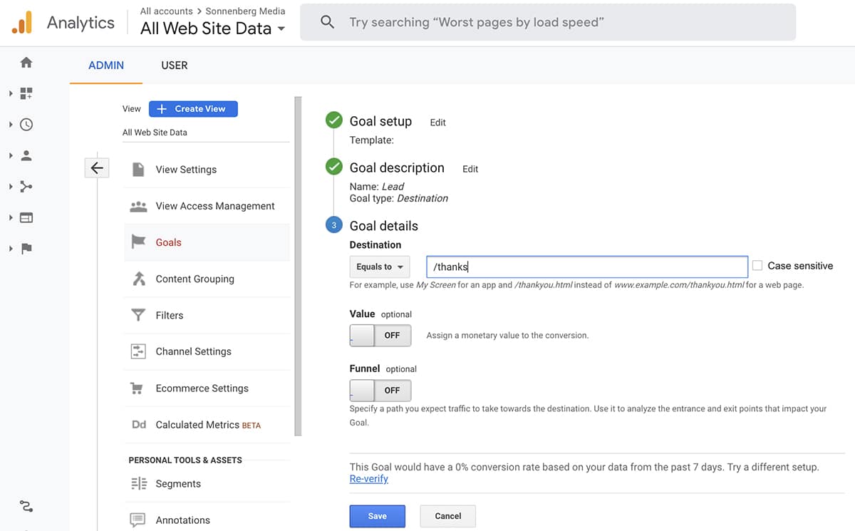 Google Analytics - buat tujuan