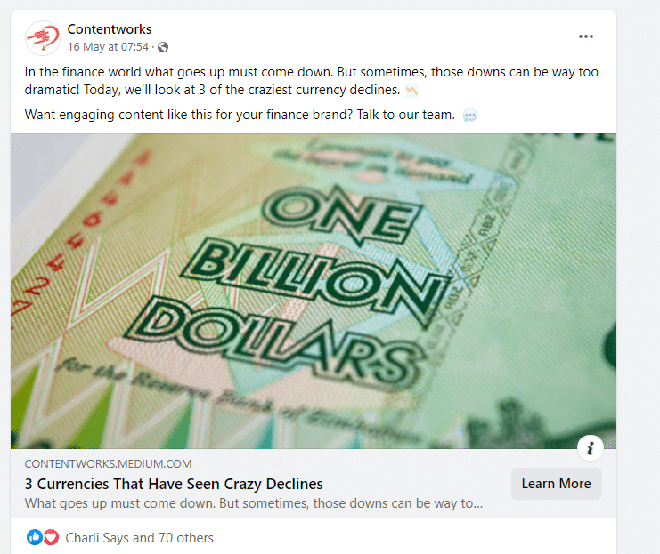 مثال على المشاركة في سلسلة قيمة وسائل التواصل الاجتماعي