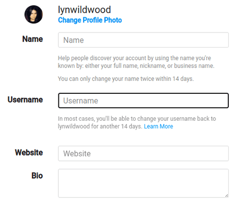 تغيير مقبض الانستغرام