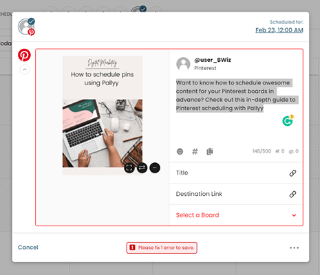 Pinterest 미리보기 팝업