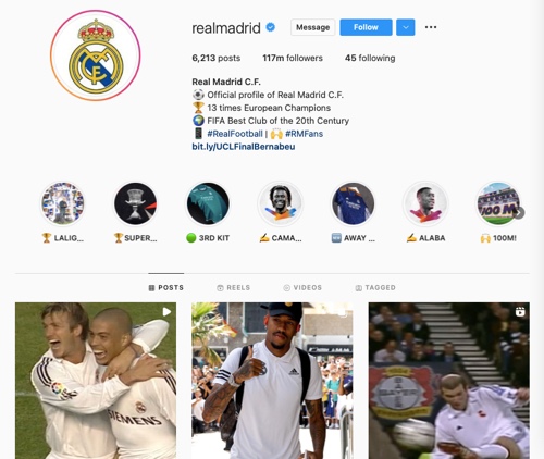 Real Madrid CF Profil Instagram Real Madrid C.F. Instagram profile