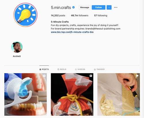 Profil Instagram de 5-Minute Crafts 5-Minute Crafts Instagram profile