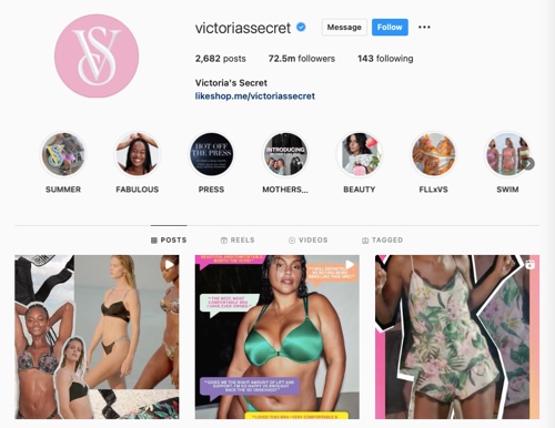Profil Instagram de Victoria Secret Victoria Secret Instagram profile
