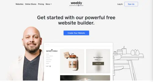 لقطة شاشة لصفحة Weebly الرئيسية Screenshot of Weebly home page