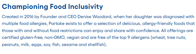 Werbetexte über das Essen von Partake