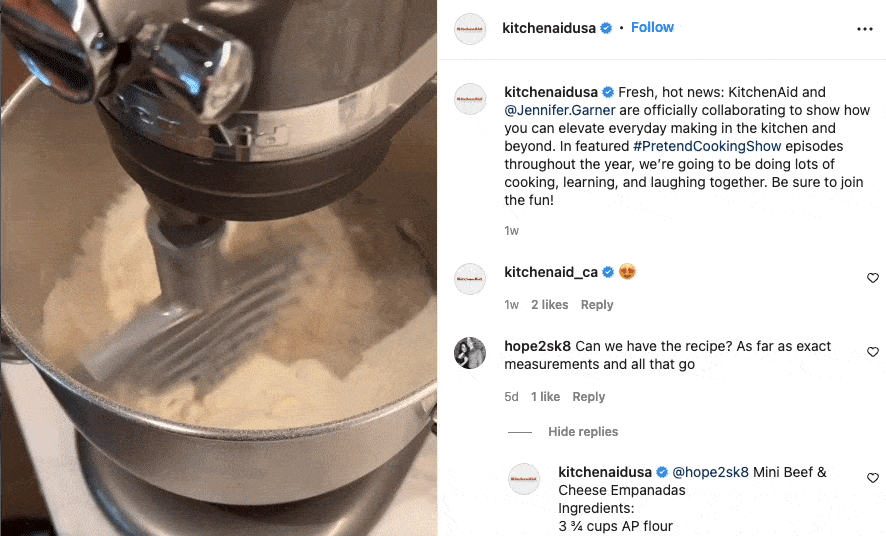 ジェニファー・ガーナーとのキッチンエイドInstagramの投稿