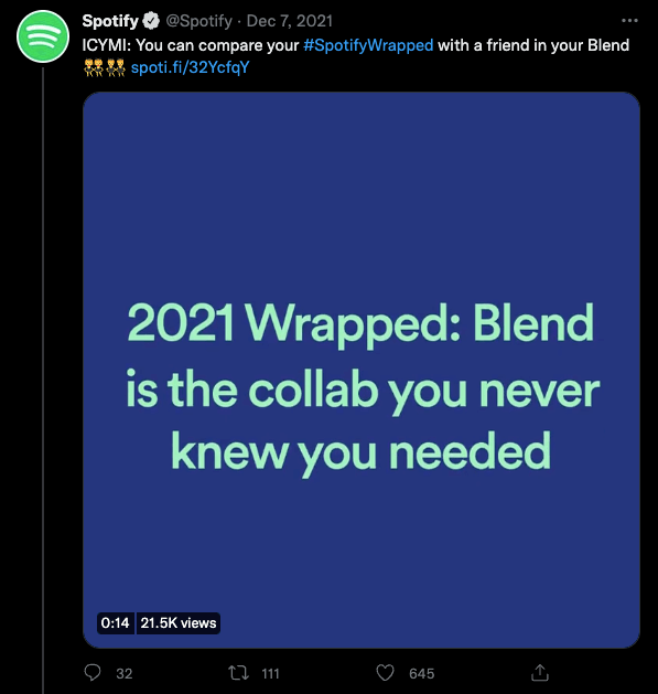 SpotifyWrappedについてのSpotifyツイート