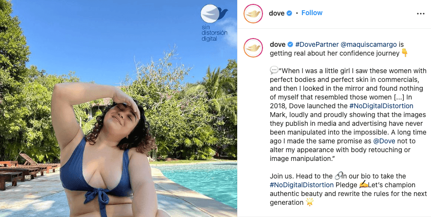 Doveと提携してInstagramにボディポジティブの投稿
