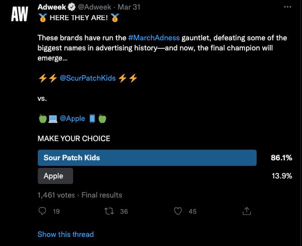 AdWeekマーチアドネスについて投票する