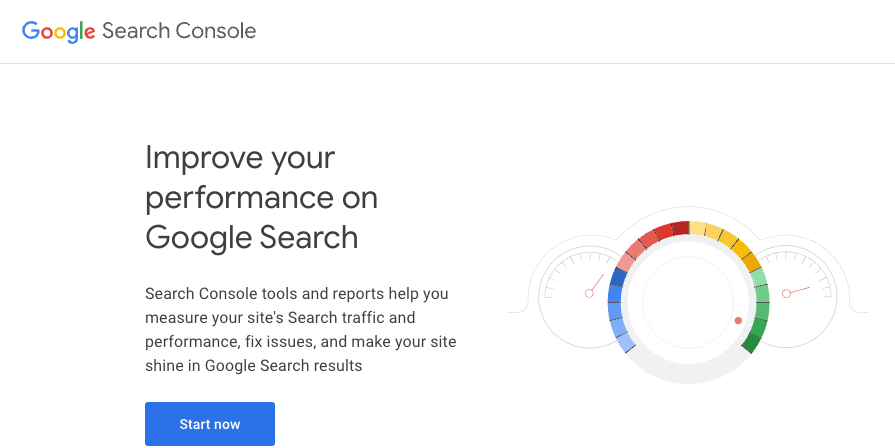 Página de inicio de Search Console para auditoría