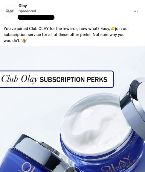 Anúncio da Olay promovendo seu creme