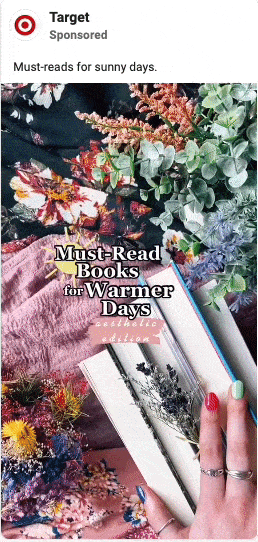 O anúncio da Target sobre diferentes livros que você pode comprar na loja deles