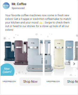 Anúncio Mr. Coffee para suas cafeteiras