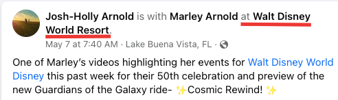 在华特迪士尼世界 Facebook 签到