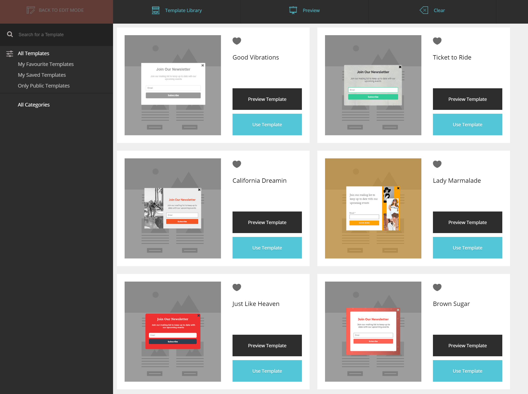 Modelos de formulário Moosend moosend form builder templates