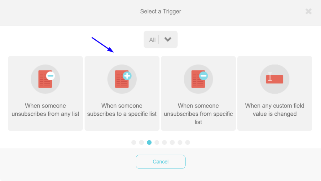Moosend automation trigger options