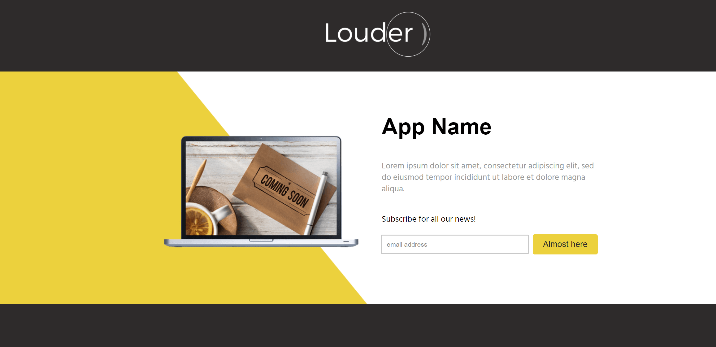 Nowa strona docelowa wersji aplikacji mobile app launch single-page layout